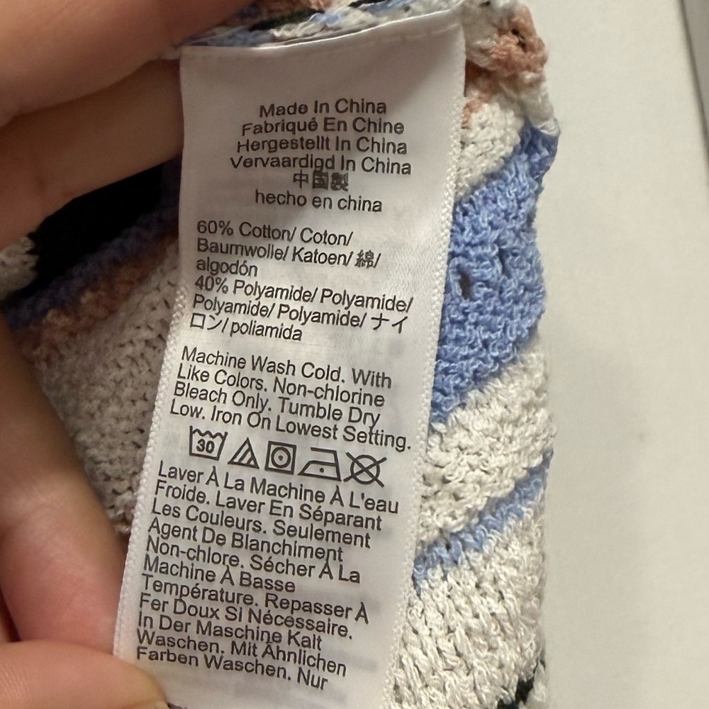 Madewell Blue and Cream Striped V-Neck Sweater - Picture 5 of 5